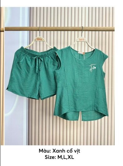 Bộ sun fly LINEN,áo tay chờm  ,quần đùi- ST9166