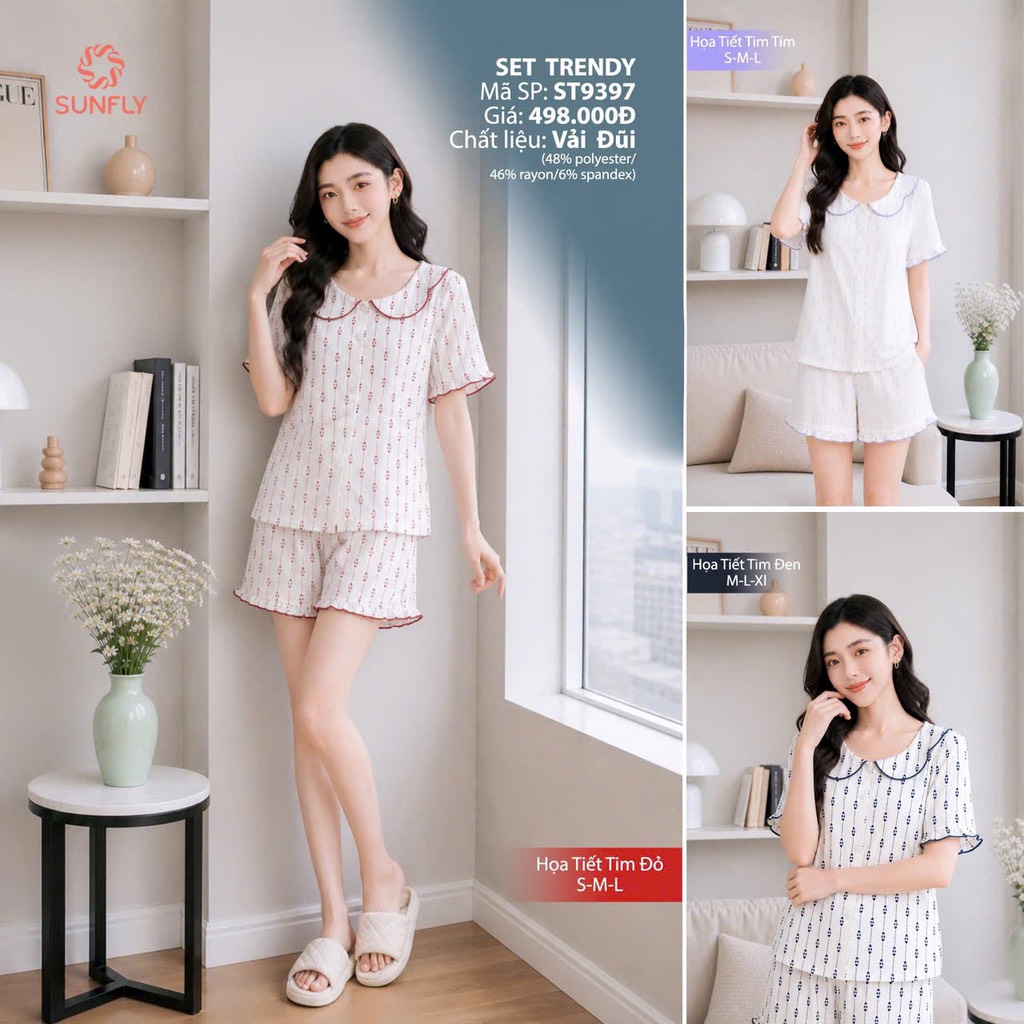 Bộ Sunfly pizama đũi QĐ - ST9397