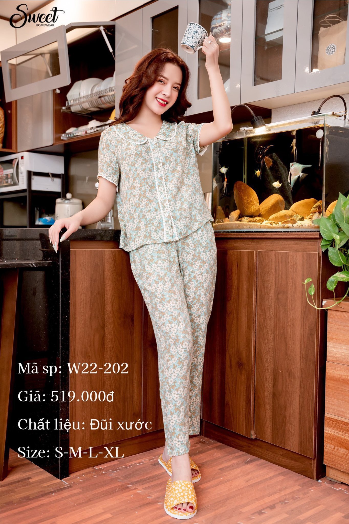 Bộ SWEET tơ đũi  QD cổ sen tròn  F22-202