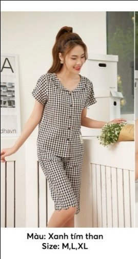 Bộ sun fly thô kẻ ,QL áo tay cộc -ST9151