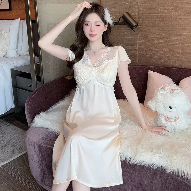 Váy ngủ trắng dài  3839