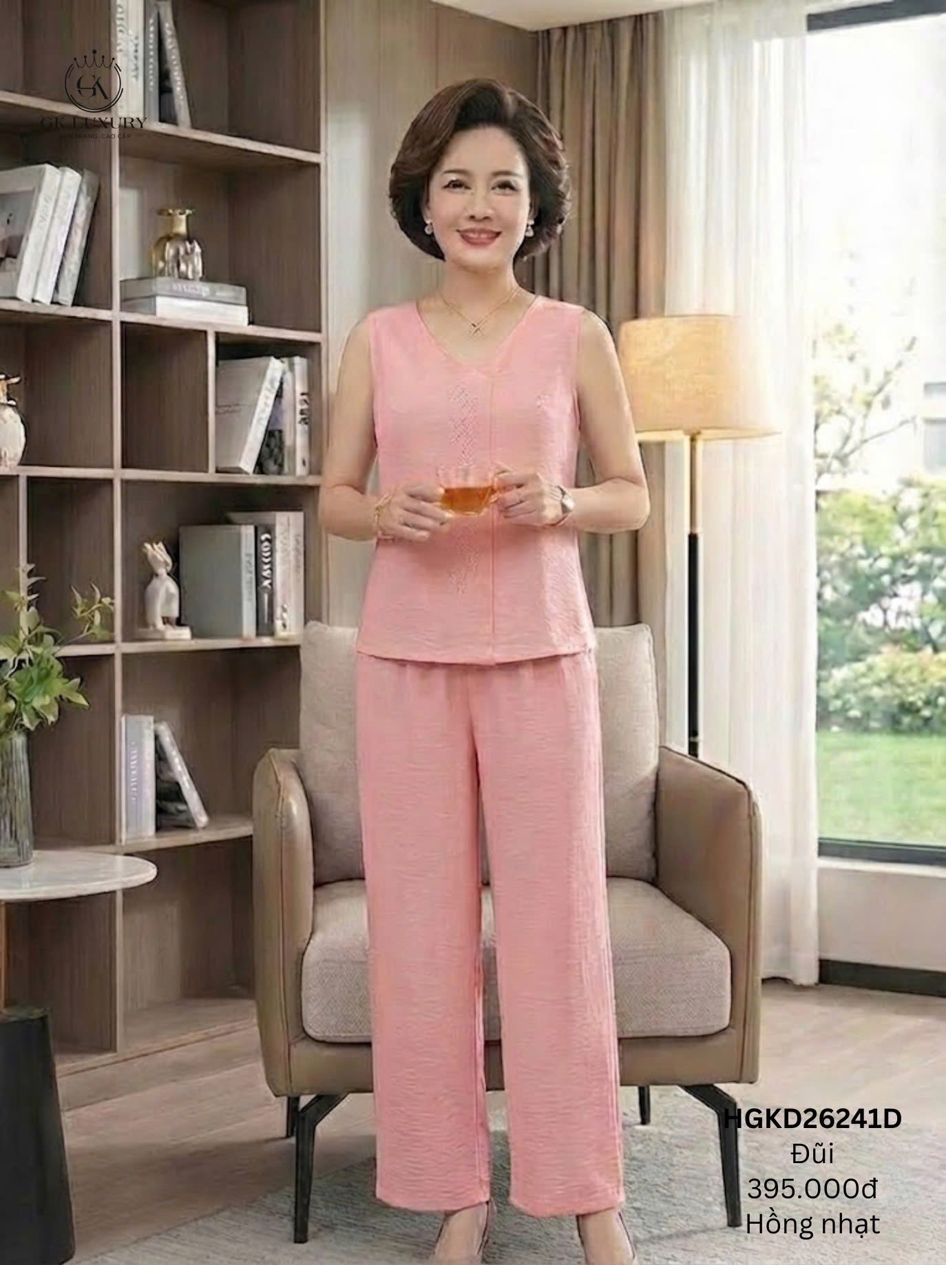 Bộ đũi áo sát nách cổ tim QD -gk26241