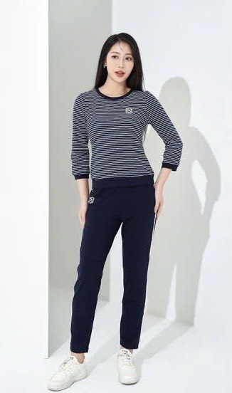 Bộ thể thao kẻ cotton tay lỡ q.dài SS5769