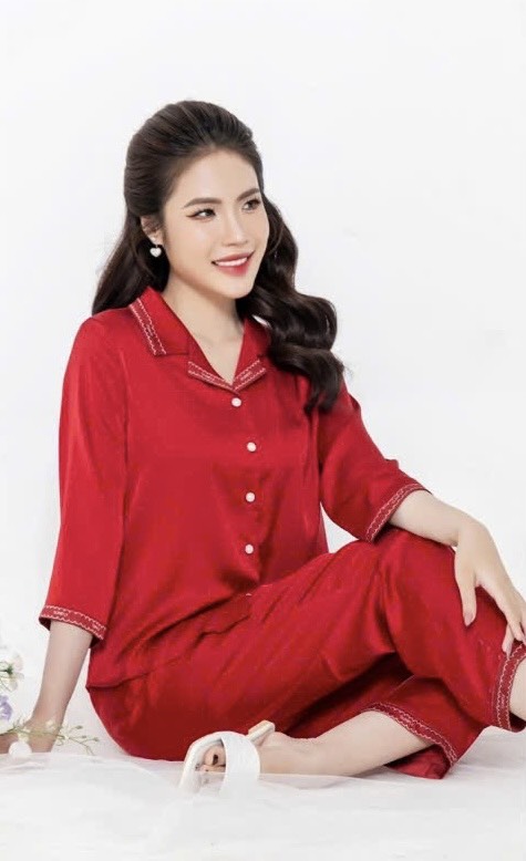 Bộ Sunfly pijama lụa màu tay lỡ q.dài ST9208