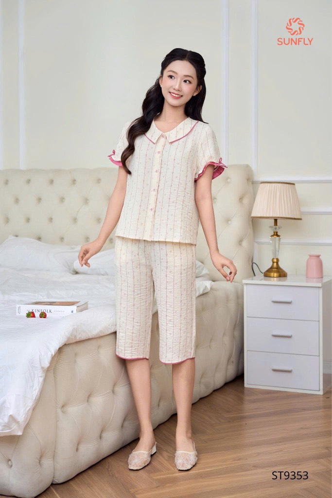 Bộ đũi vân mây Áo tay cộ QL  ST 9353