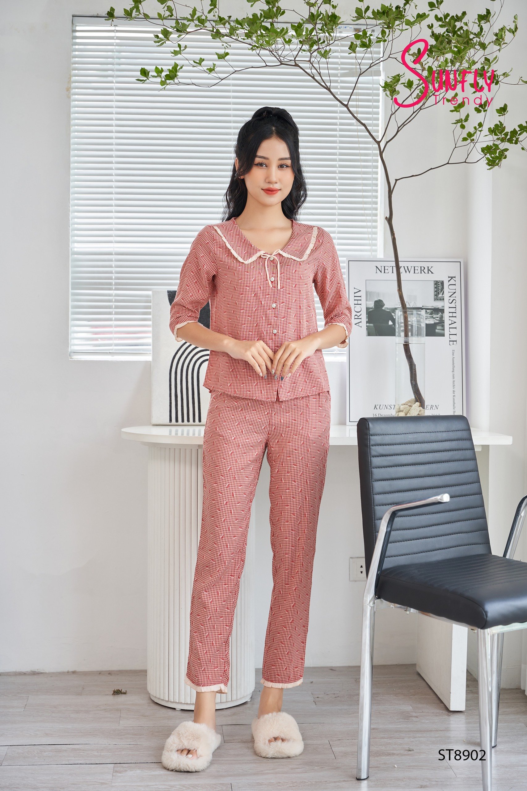 Bộ Sunfly pijamas kate áo tay lỡ quần dài ST8902