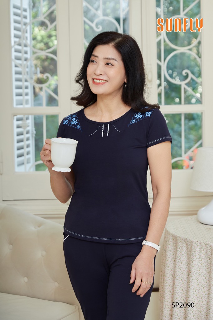 Bộ cotton sunfly quần dài áo cộc SP2090