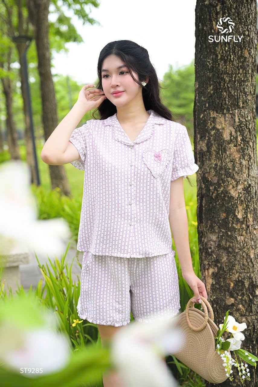 Bộ pizama tim thô đũi QĐ - ST9285