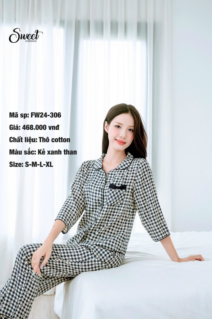 Bộ Sweet Thô kẻ tim F24-306