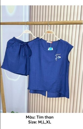 Bộ sun fly LINEN,áo tay chờm  ,quần đùi- ST9166