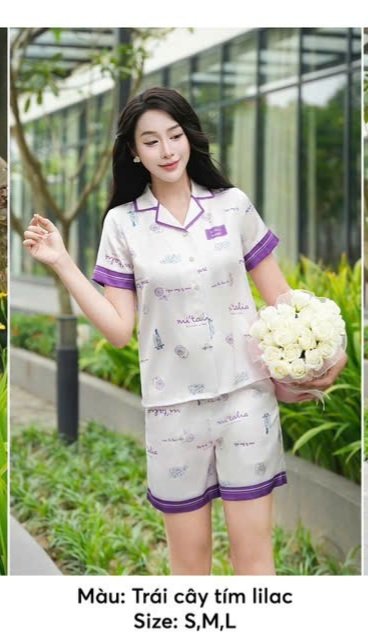 Bộ Sun Fly Lụa pizama quần đùi  ,st9267