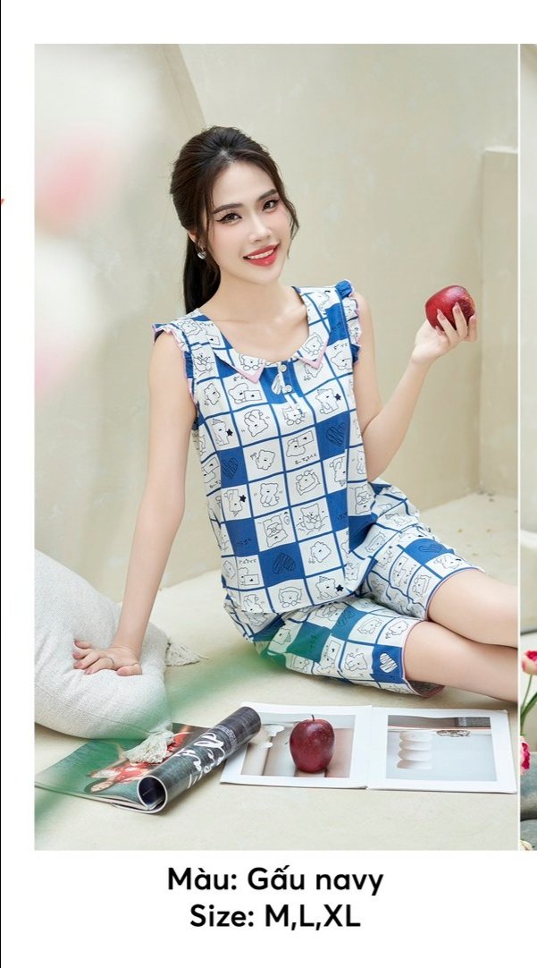 Bộ sun fly lanh họa tiết  ,áo sát nách  ,QL -ST9189