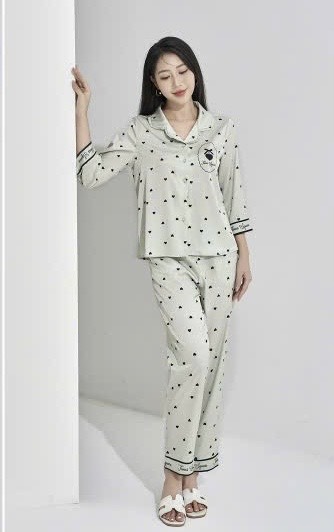 Bộ Sunfly pijama lụa satin ht tay lỡ q.dài ST9205