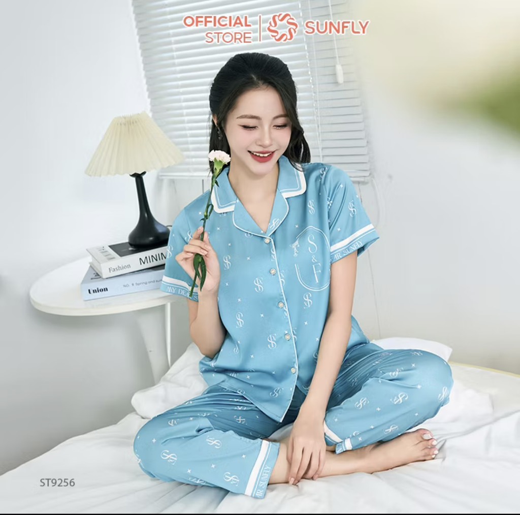 Bộ lụa Sunfly áo cộc QD - ST9256