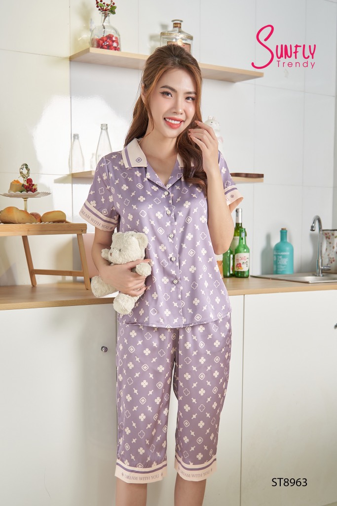 Bộ sunfly lụa aos cộc quần ngố ST8963