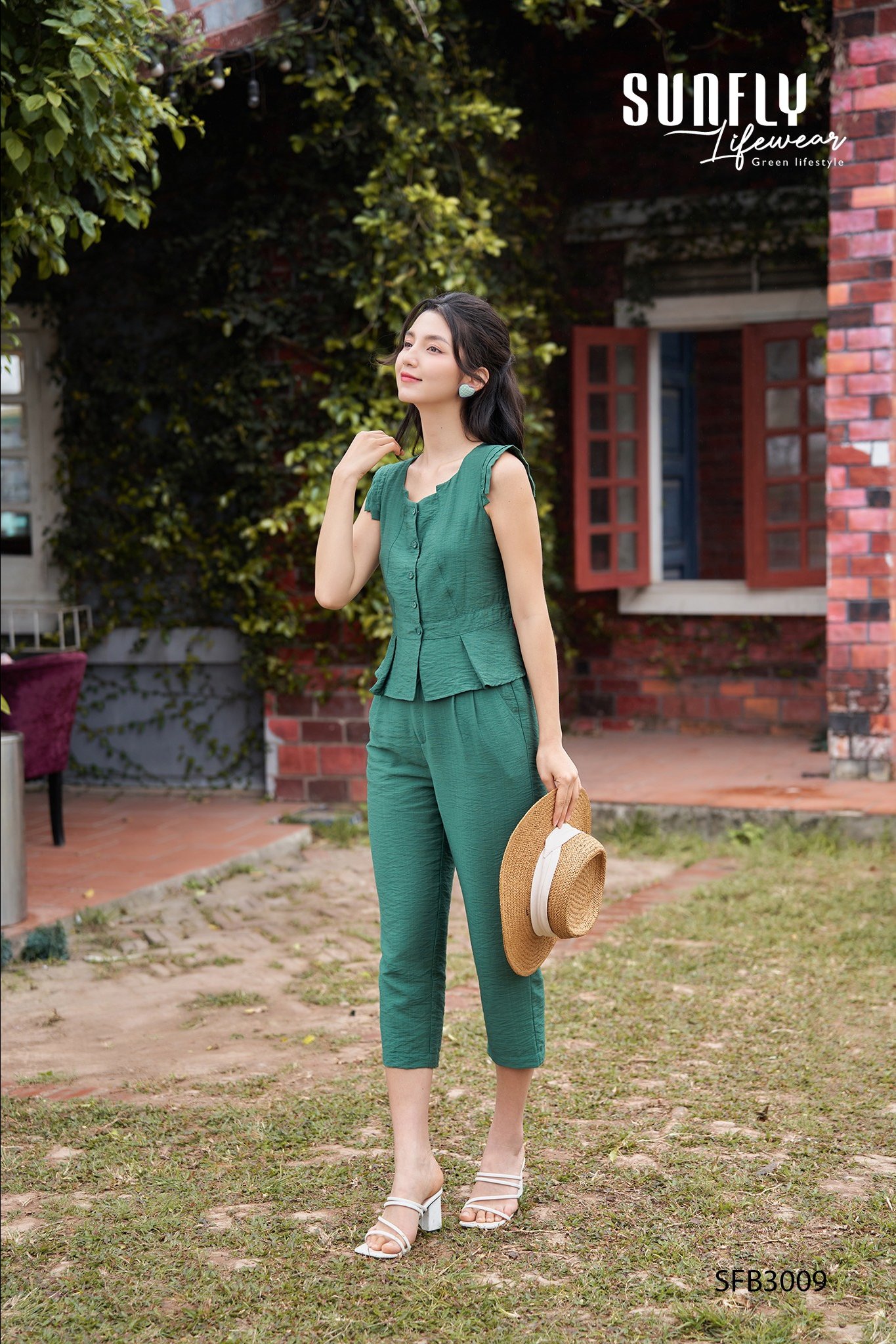 Bộ sun fly, LINNE , Tay chờm quần lỡ  -SFB3009