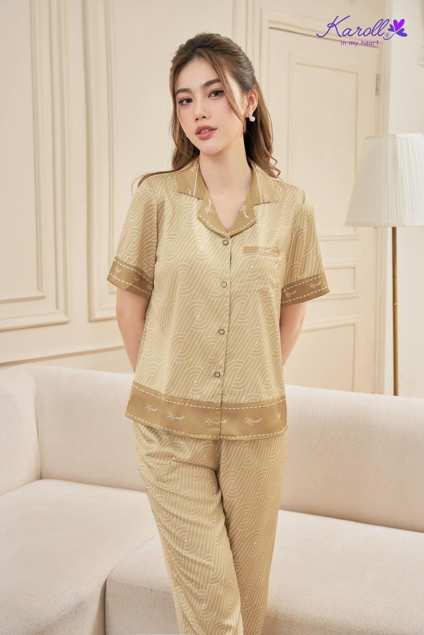 Bộ lụa karoll quần dài áo cộc NH23.005.