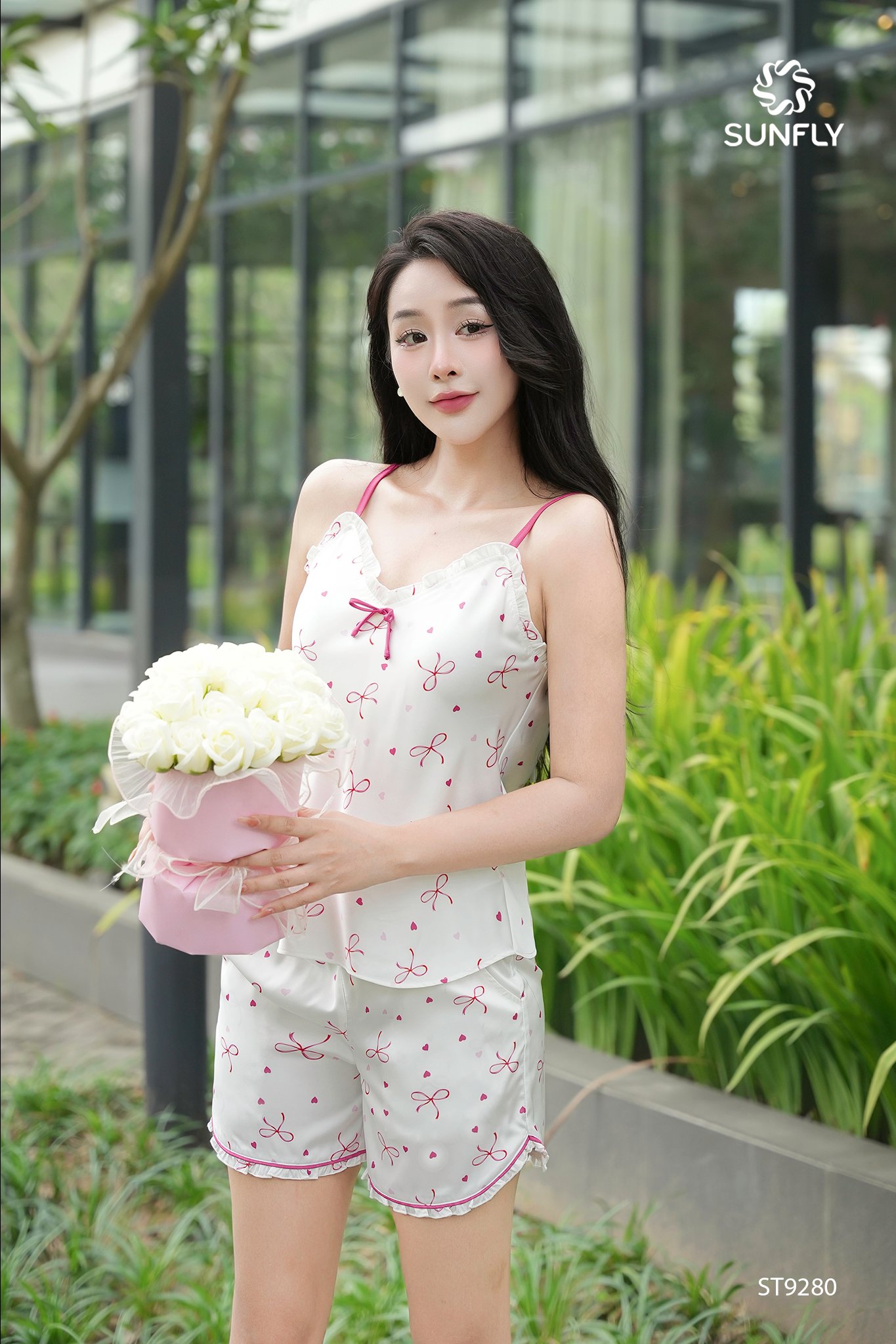 Bộ Lụa 2 dây nơ  Q soóc -ST9280