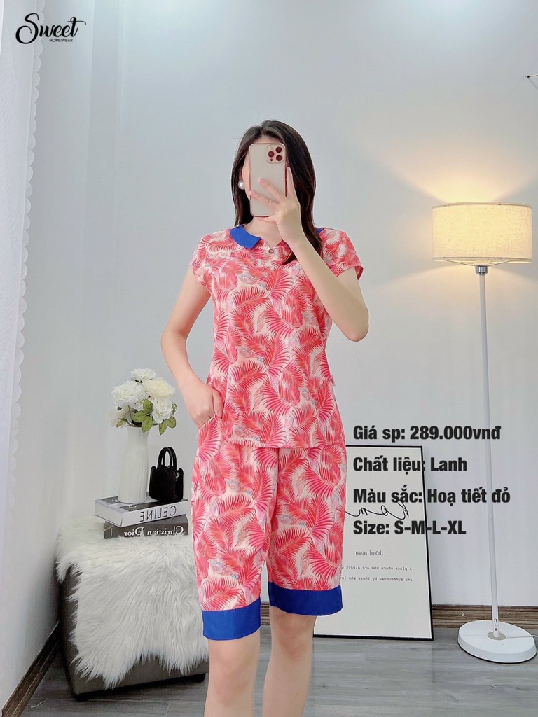 Bộ Sweet lanh áo tay hến q.ngố S24-631
