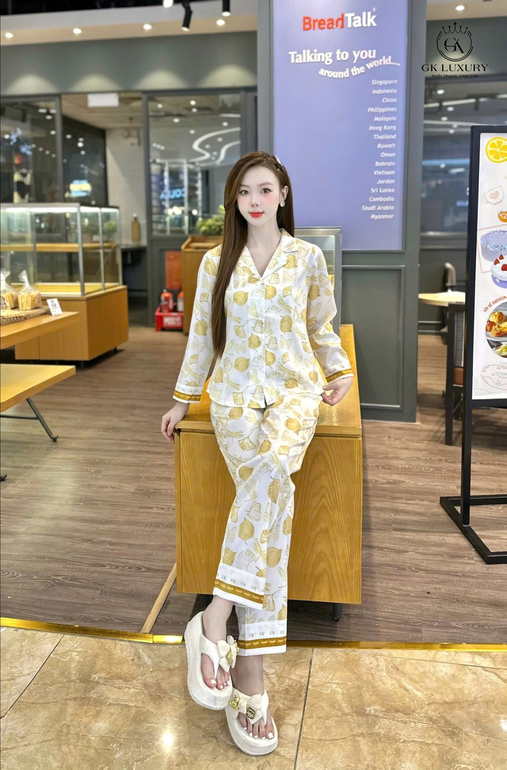 Bộ GK áo dài q.dài bách hoa GK134