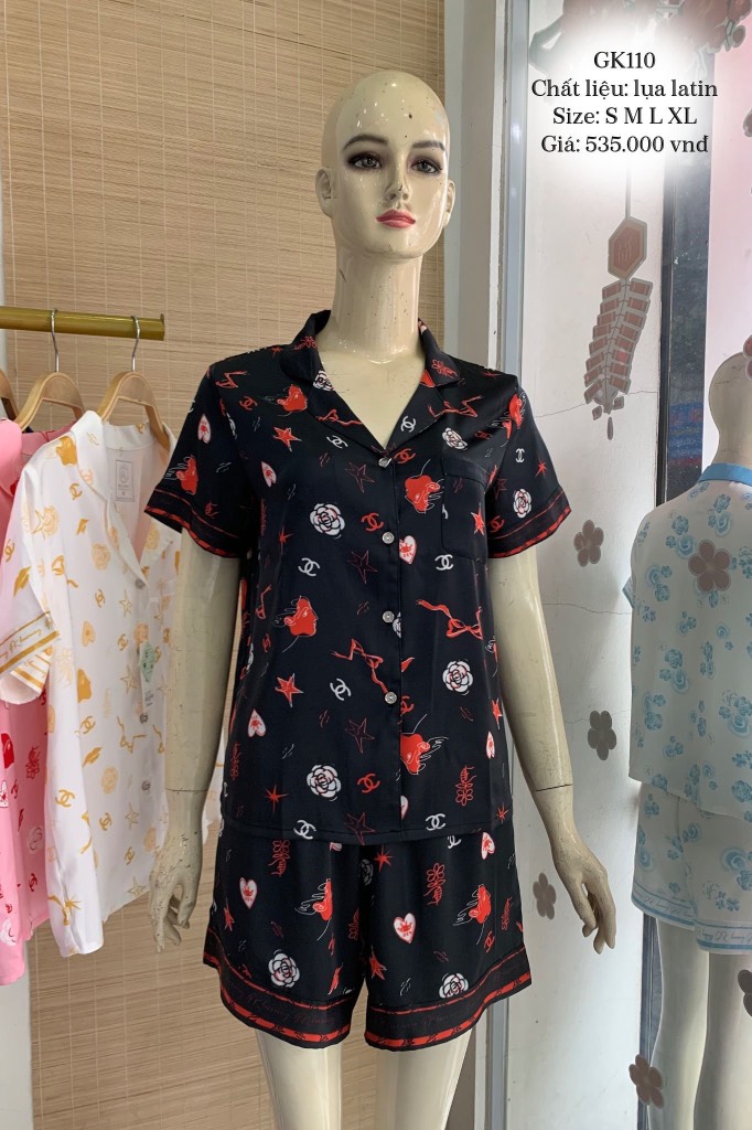 Bộ lụa CHANEL đùi pizama - GK 110