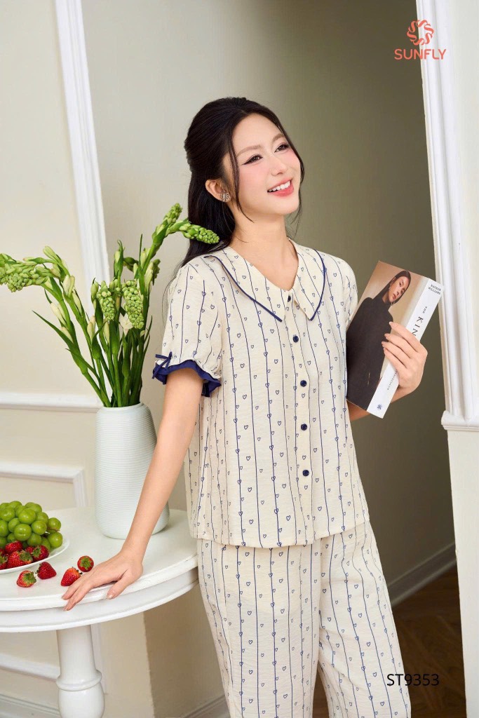 Bộ đũi vân mây Áo tay cộ QL  ST 9353