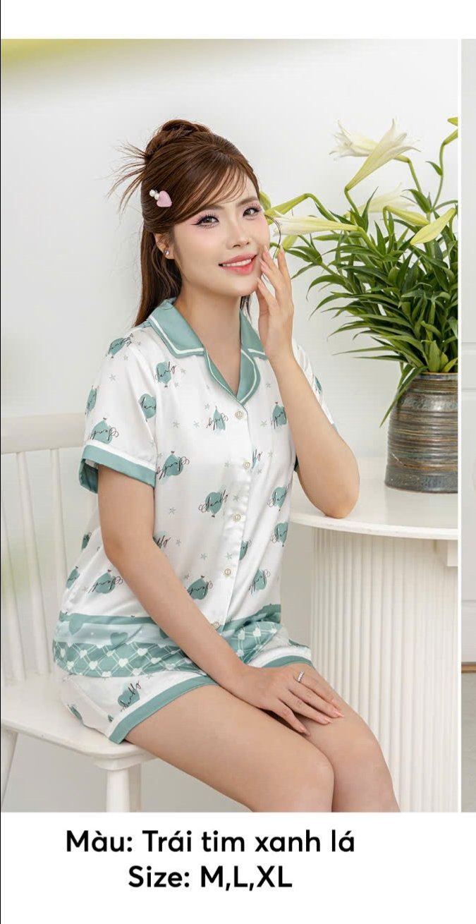 Bộ Sun Fly Lụa pizama quần đùi  ,st9271