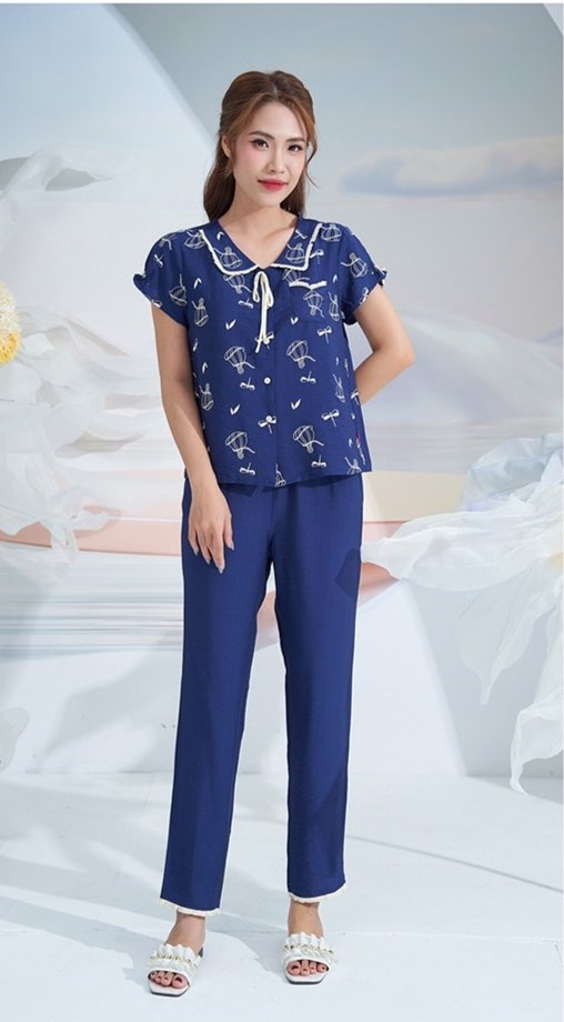 Bộ thô sunfly áo cộc quần dài ST8952