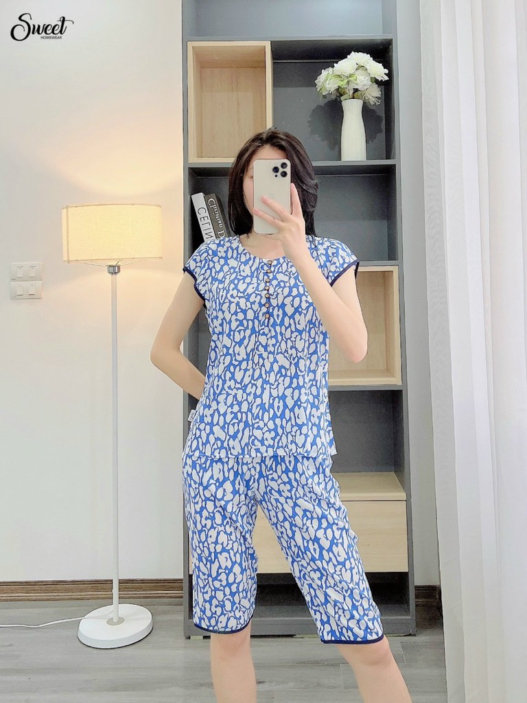 Bộ Sweet lanh áo tay hến q.ngố S24-635