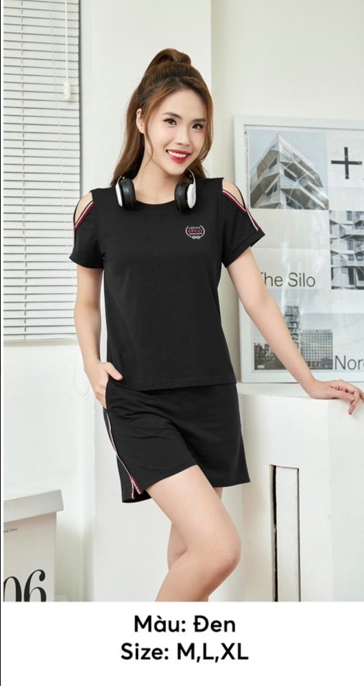 Bộ Sunfly thể thao cotton áo cộc q.sooc SS5757