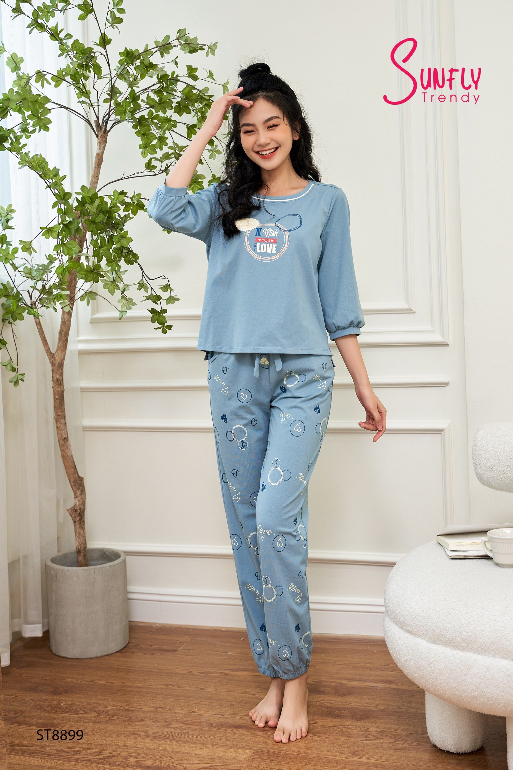 bộ sunfly cotton áo tay lỡ quần dài ST8899