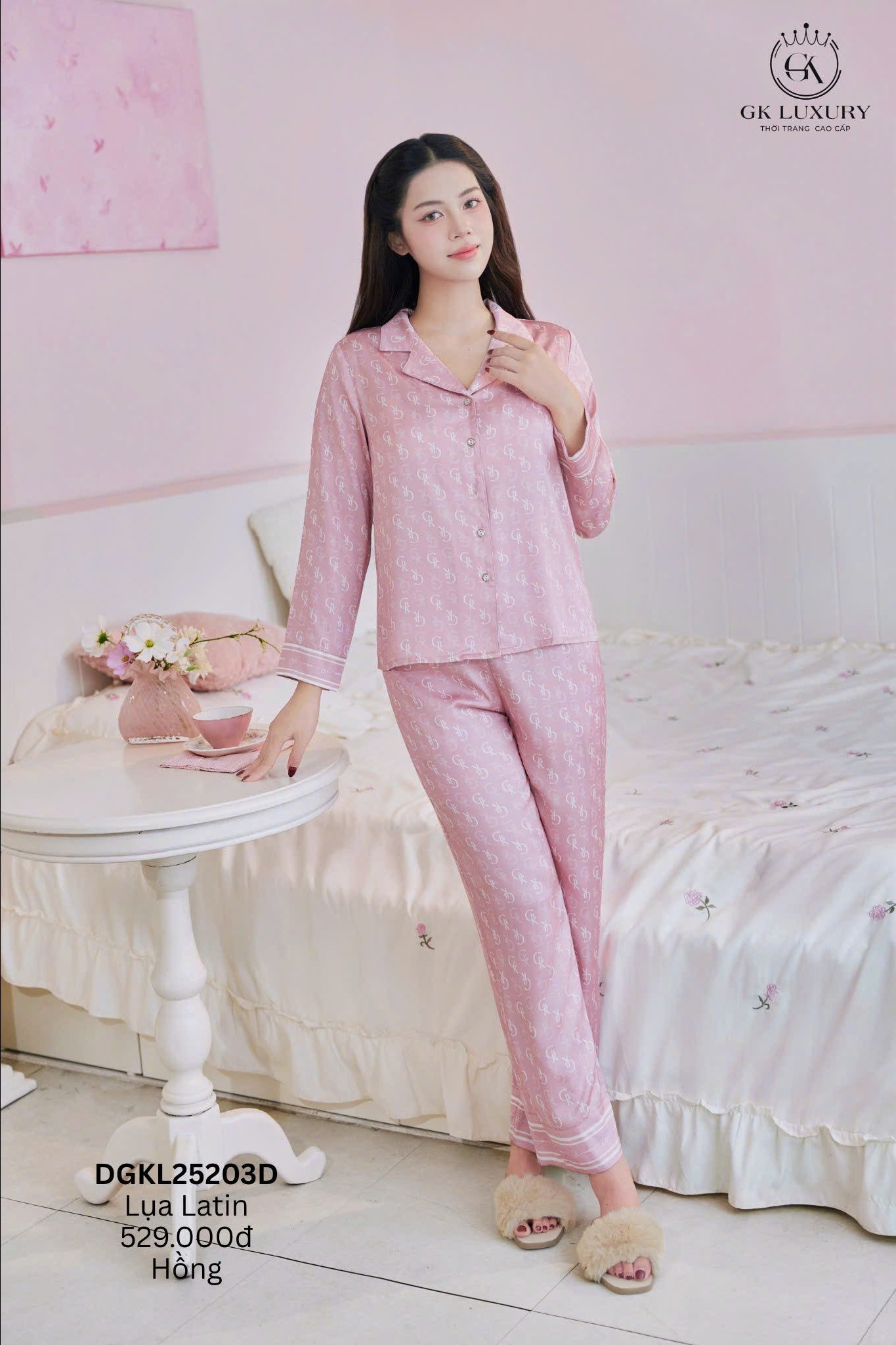 Bộ GK lụa dài họa tiết GK - GK25203