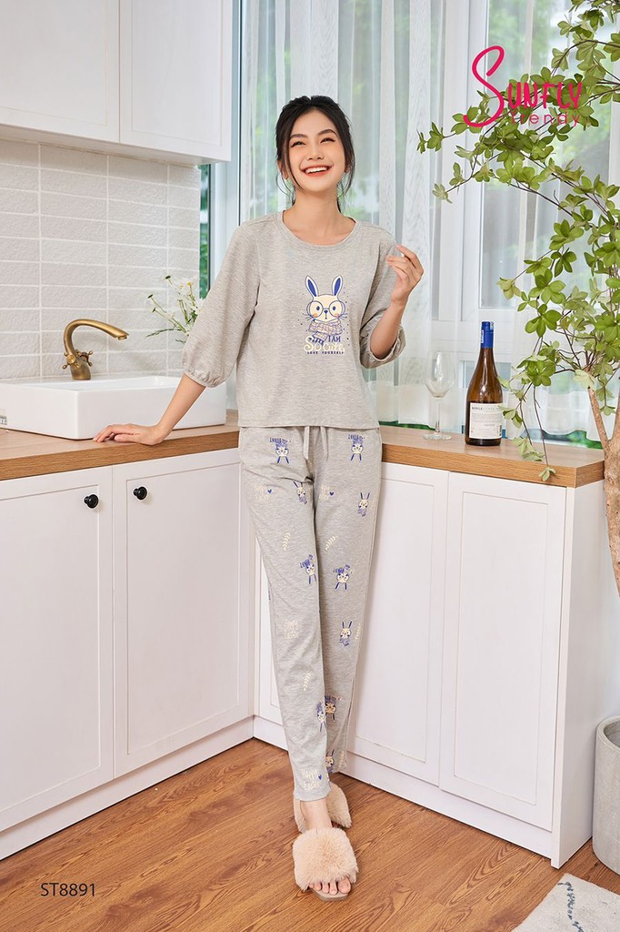 BỘ SUN FLY COTTON thỏ tay lỡ ST8891
