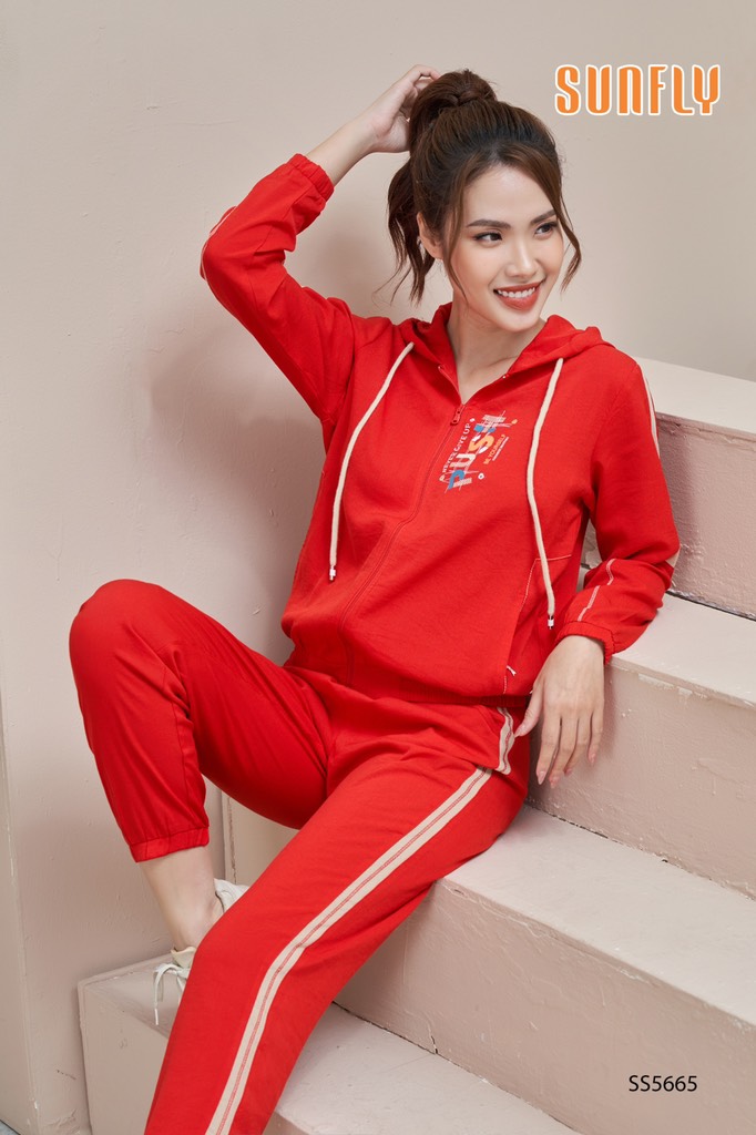 Bộ Sunfly  Đũi , kéo khóa, có mũ  QD SS 5665