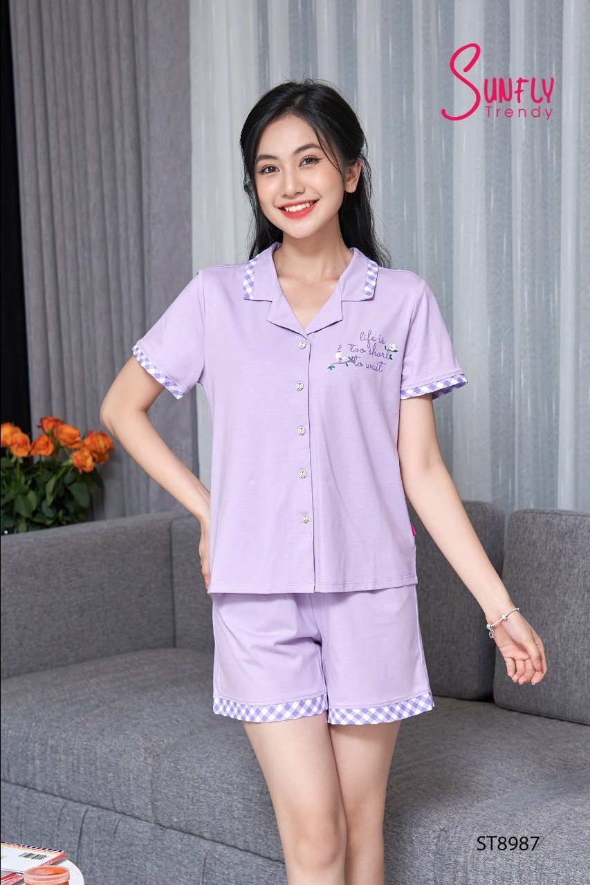 Bộ sunfly cotton quần đùi áo cộc ST8987