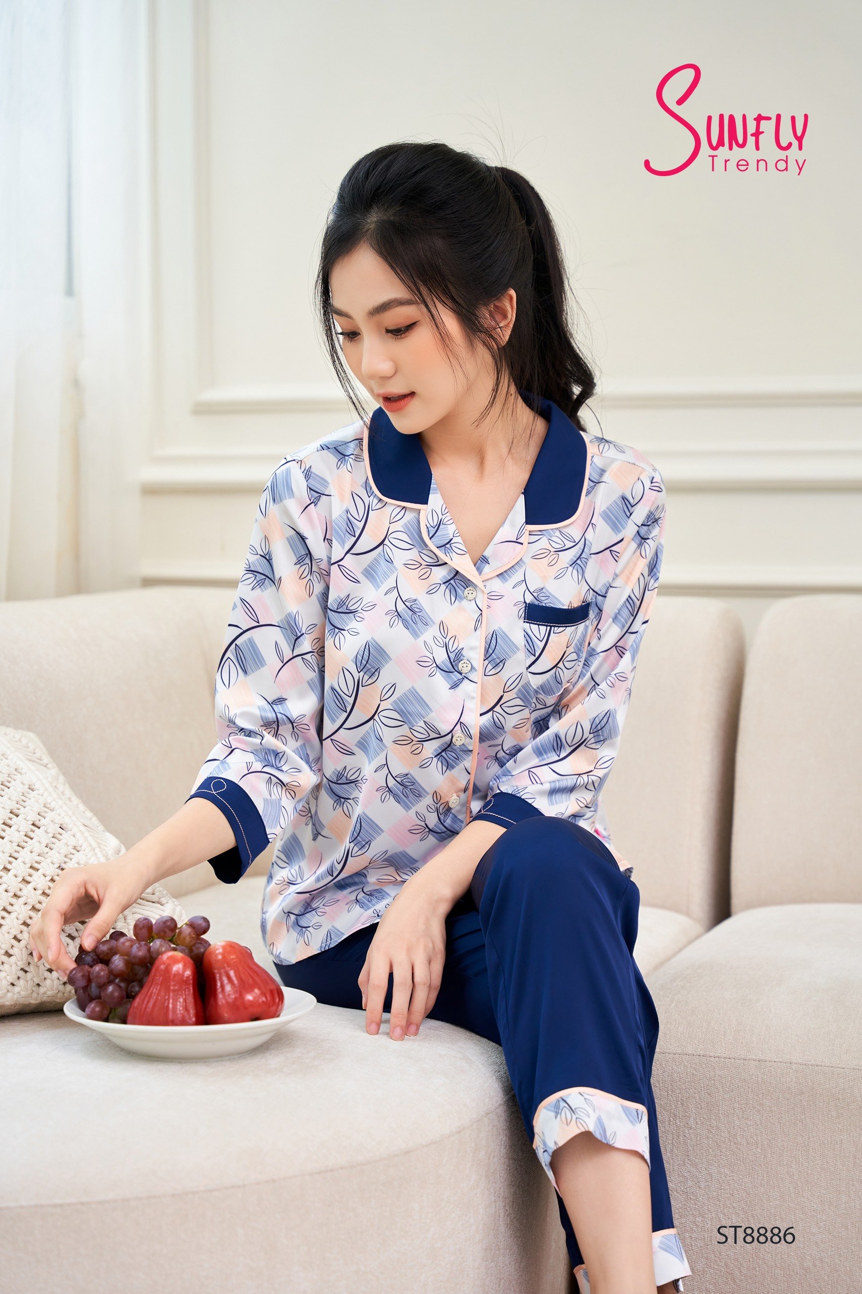 Bộ Sunfly pijamas áo tay lỡ quần dài ST8886