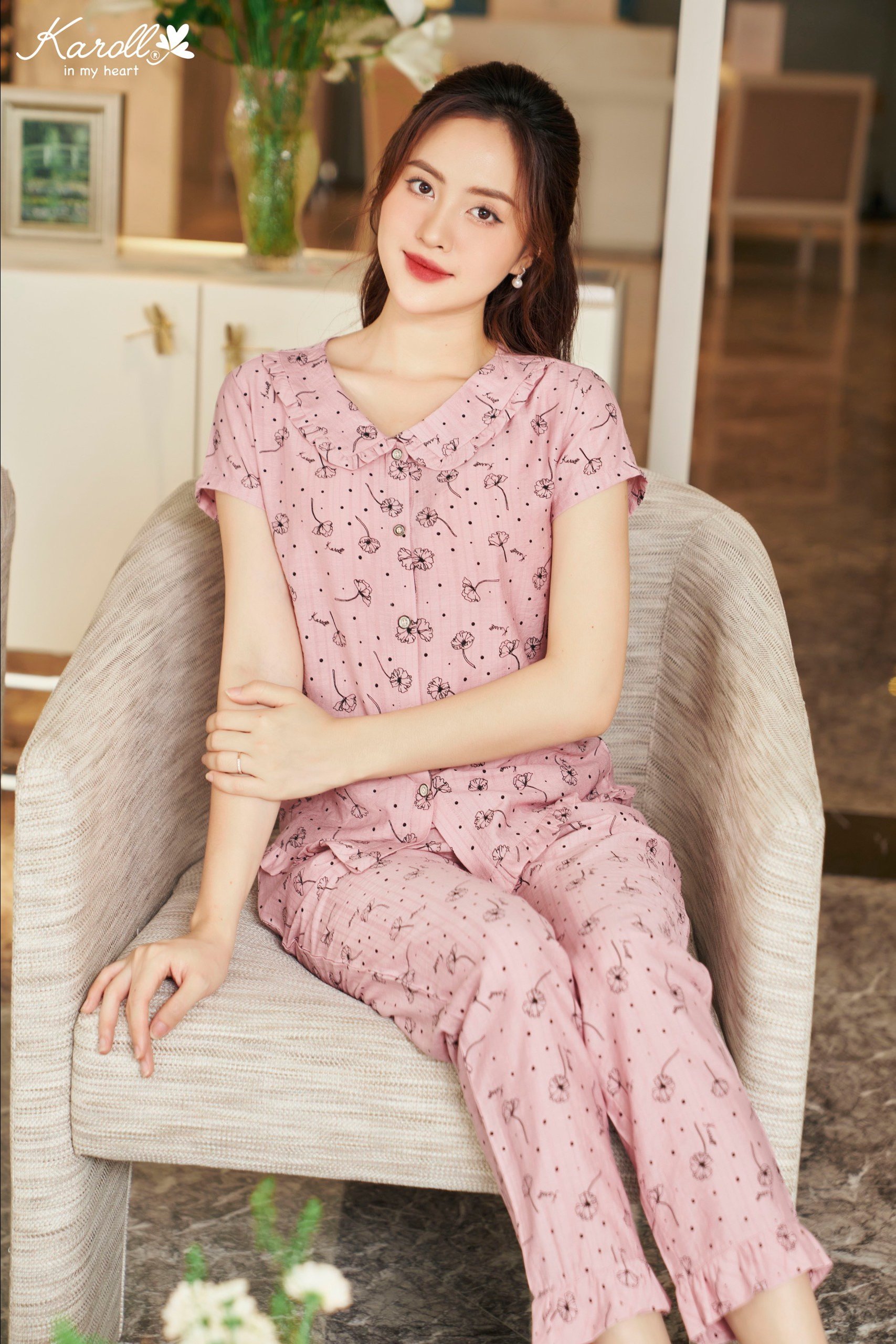 bộ thô karoll quần dài áo cộc NH23.003