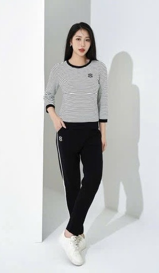 Bộ thể thao kẻ cotton tay lỡ q.dài SS5769