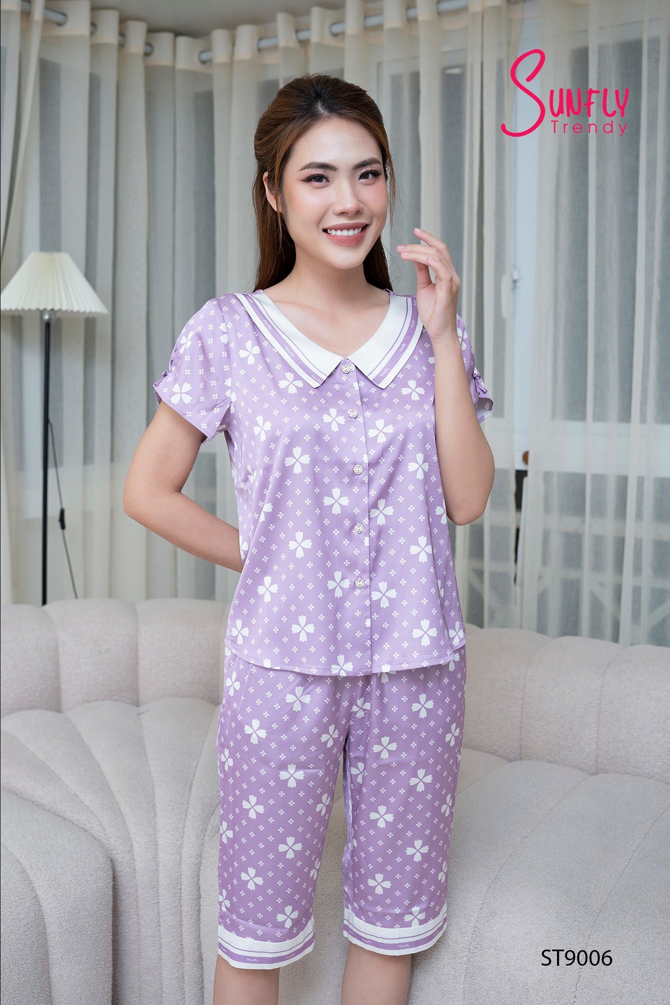 Bộ Sun fly ,lụa quần ngố ST9006