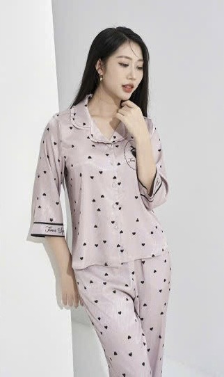 Bộ Sunfly pijama lụa satin ht tay lỡ q.dài ST9205
