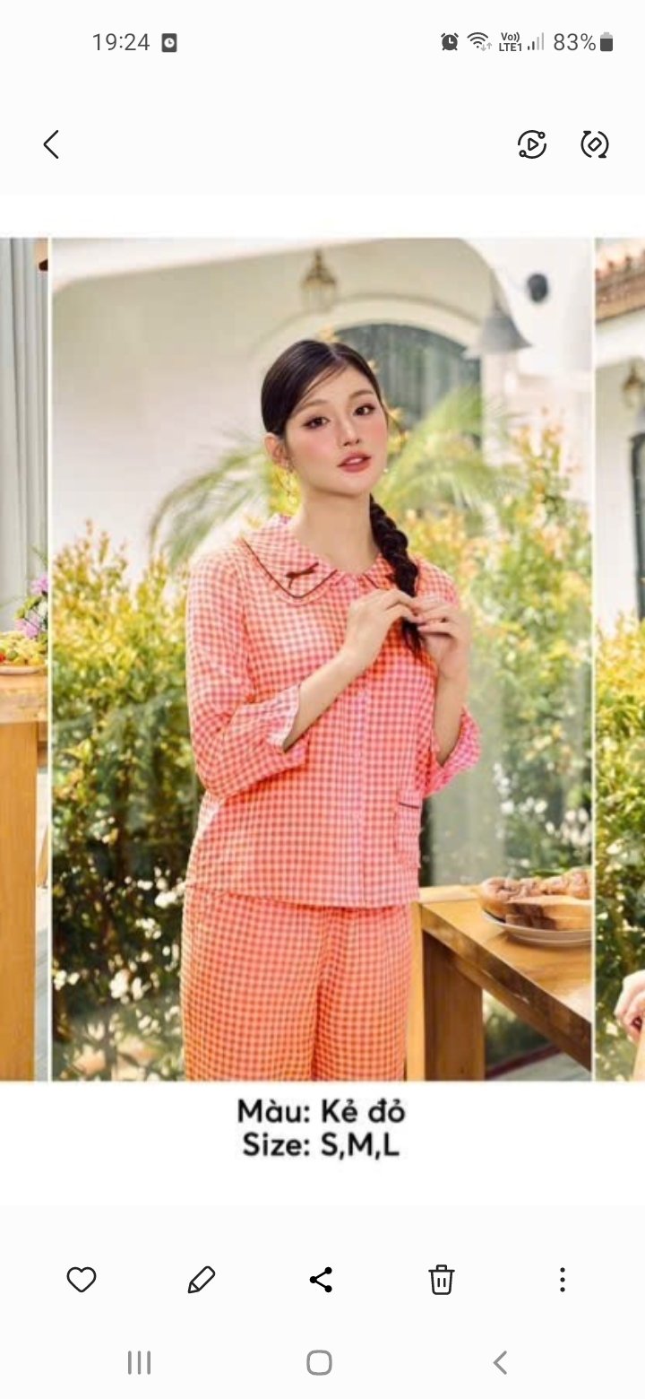 Bộ Sunfly pijama kate kẻ caro - ST9326