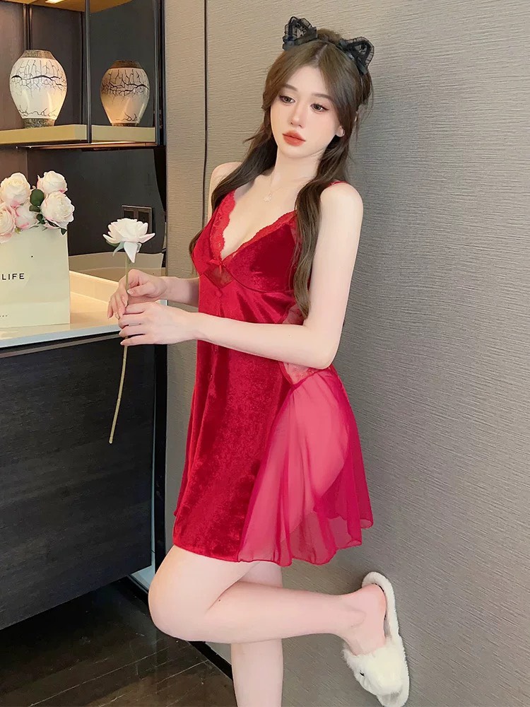 Váy nhung 2 dây 3321