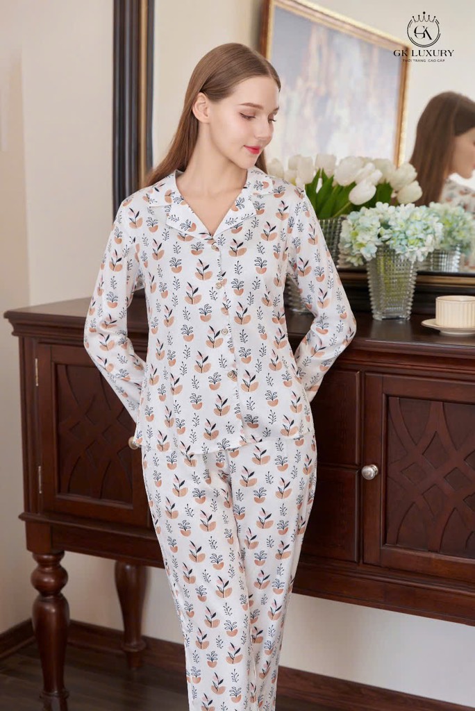 Bộ Gk lụa vân gỗ , QD,dài tay gk 129