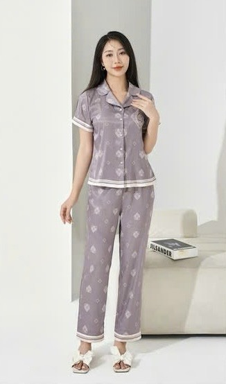 Bộ Sunfly pijama lụa satin tay cộc q.dài ST9201