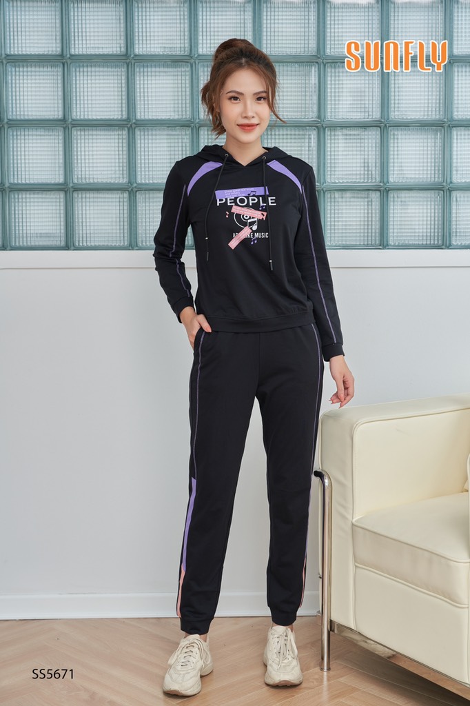 Bộ Sunfly cotton thể thao QD có mũ SS5671