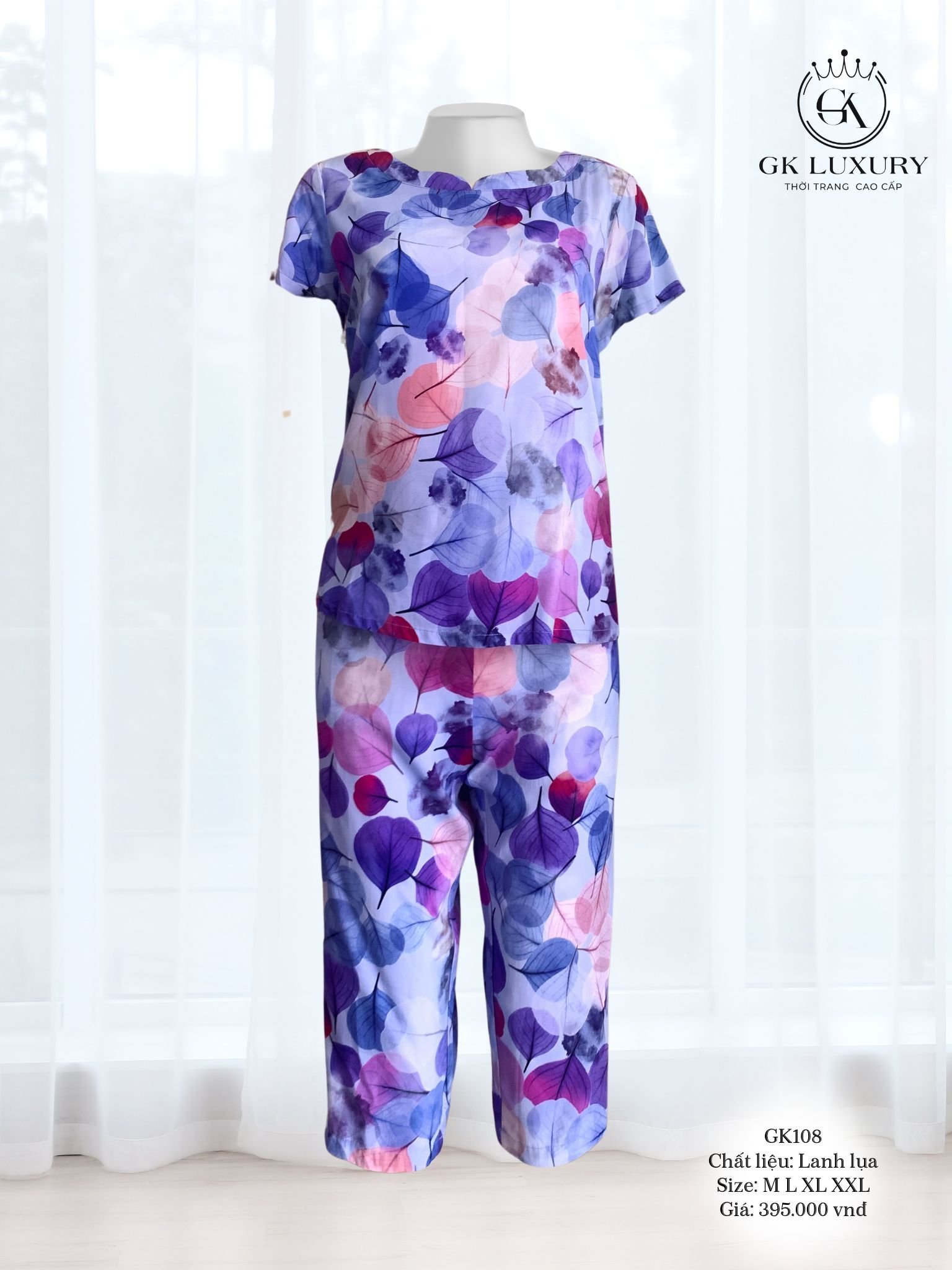 Bộ GK lanh lụa cộc ngố lá GK108