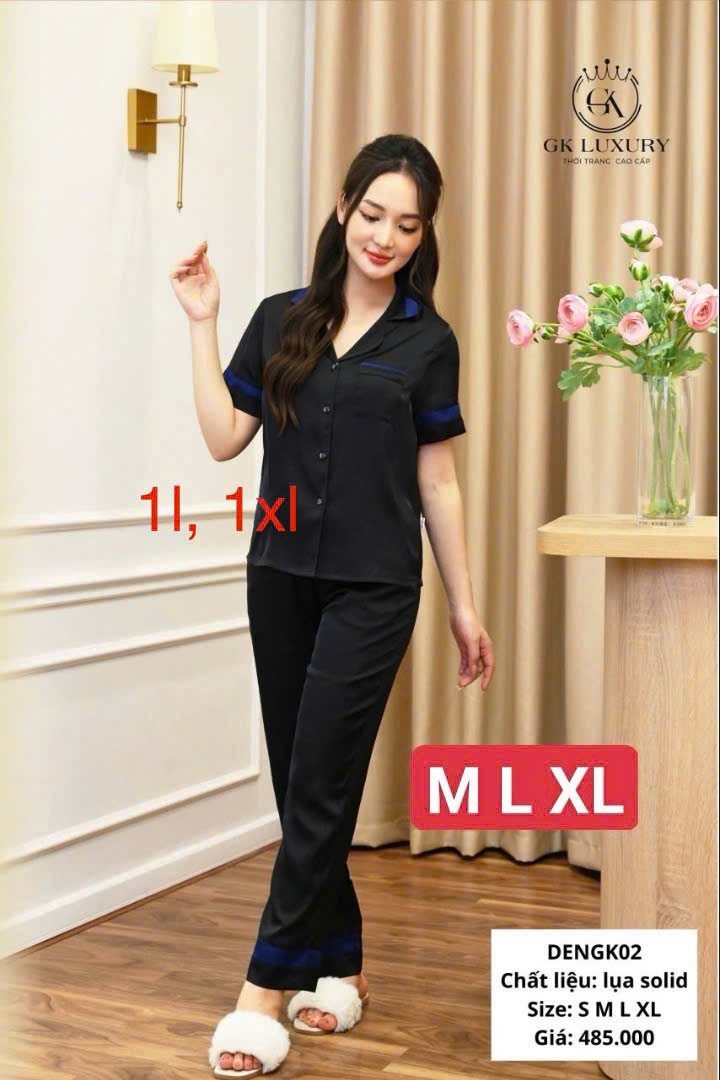 Bộ gk lụa satin cao cấp , tay cộc ,Qdài  gk 020323