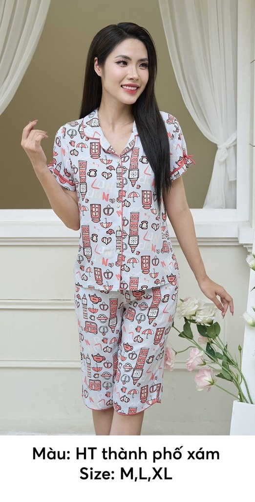 Bộ Sunfly lanh ht áo cộc q.ngố ST9178