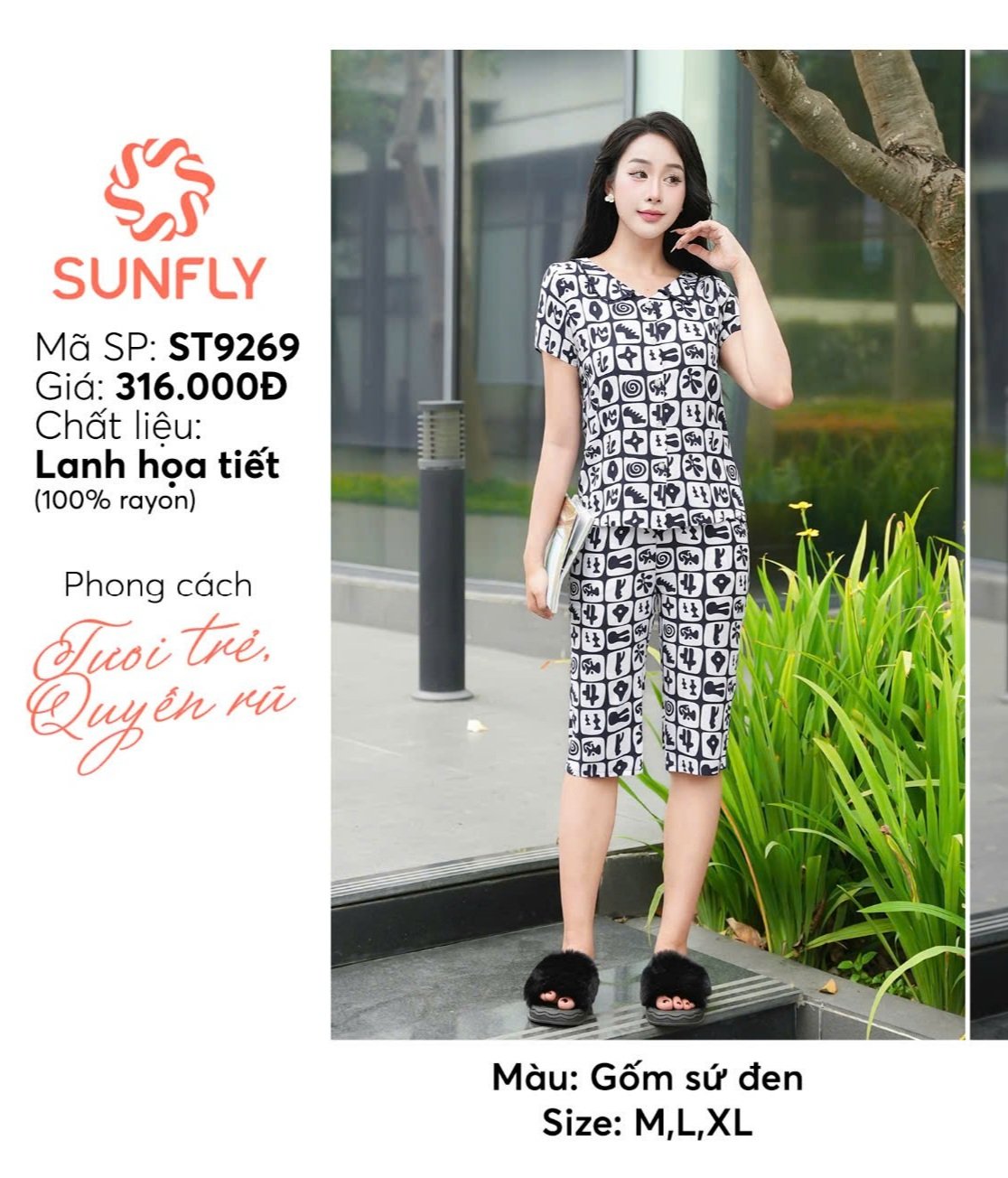 Bộ Sun Fly Lanh gốm sứ , quần ngố ,st9269