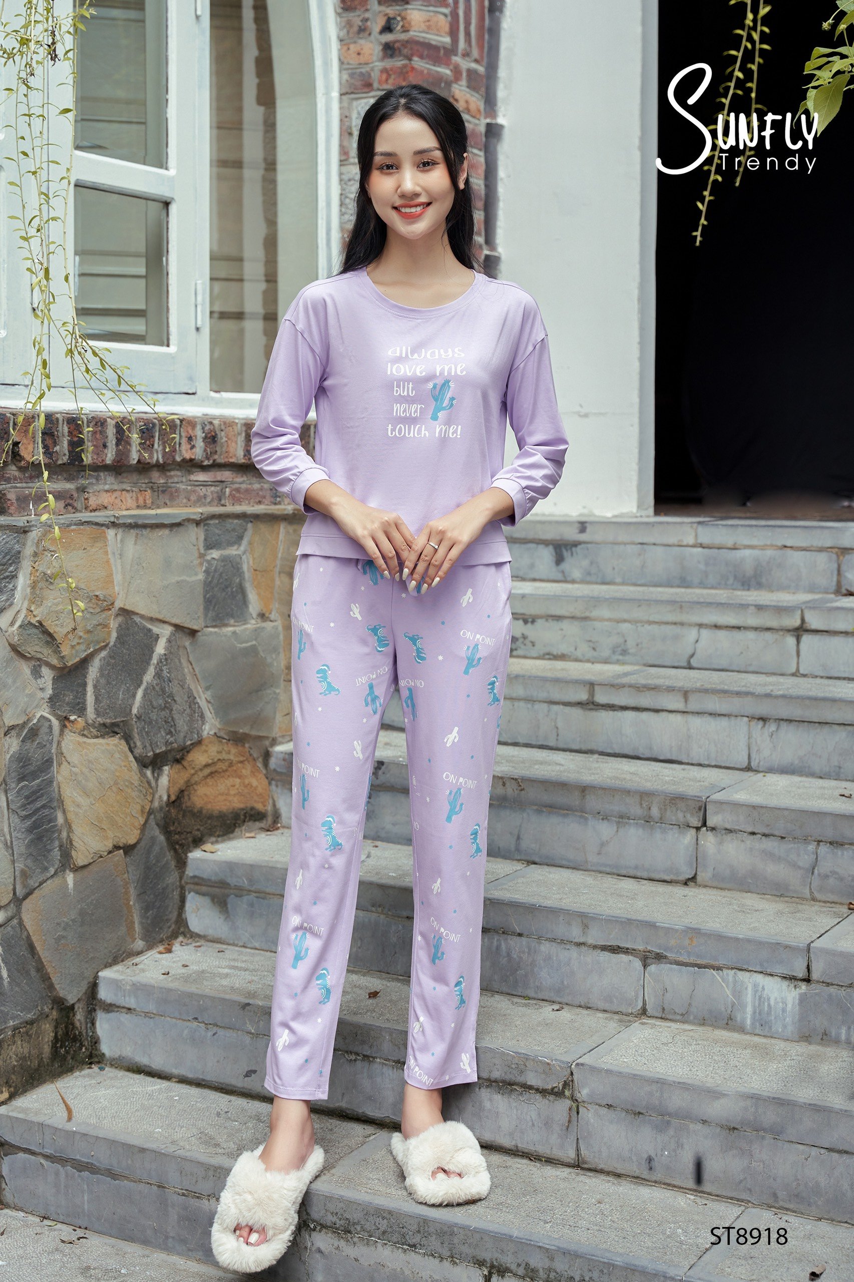 Bộ Sunfly  cotton quần dài áo tay lỡ ST8918